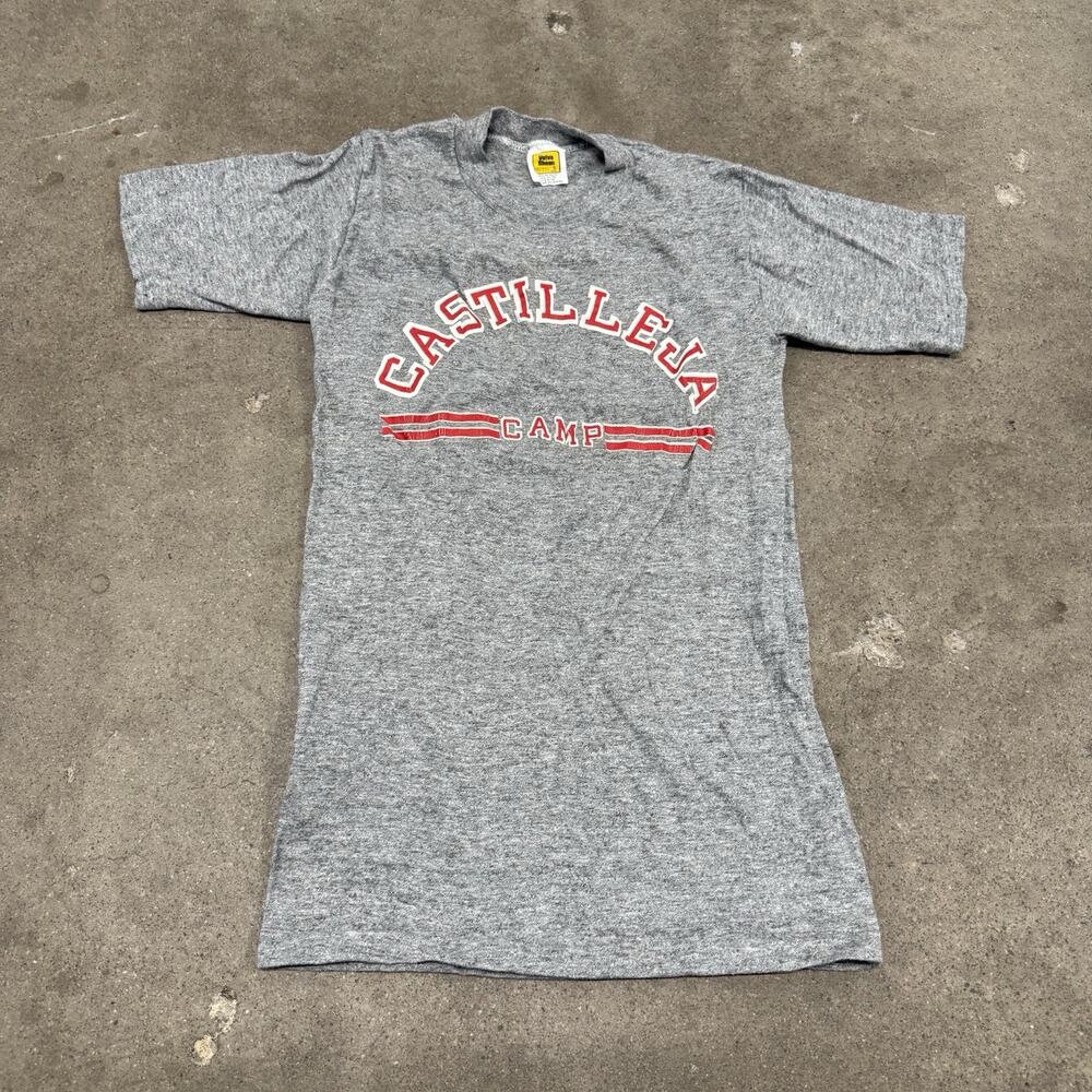 VINTAGE 70S CASTILLEJA CAMP VELVA SHEEN T SHIRT SMALL